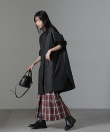 NANO universe | バンドカラーミディシャツワンピース(ワンピース)