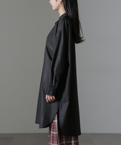 NANO universe（ナノユニバース）の「バンドカラーミディシャツワンピース（ワンピース・レディース・ホワイト/ブラック/ブルー・FREE）」の17枚目の写真