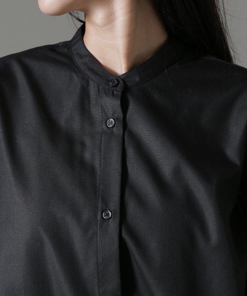 NANO universe（ナノユニバース）の「バンドカラーミディシャツワンピース（ワンピース・レディース・ホワイト/ブラック/ブルー・FREE）」の15枚目の写真