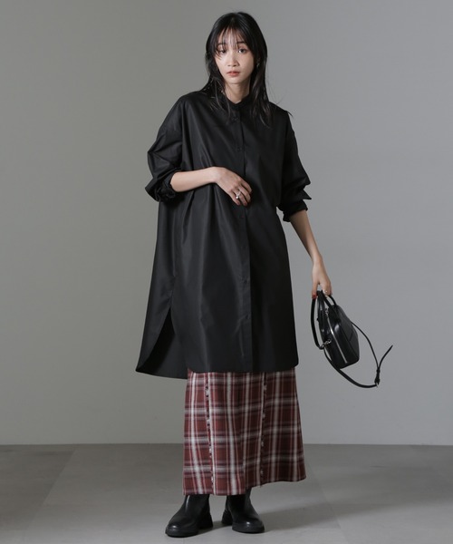 NANO universe（ナノユニバース）の「バンドカラーミディシャツワンピース（ワンピース・レディース・ホワイト/ブラック/ブルー・FREE）」の21枚目の写真