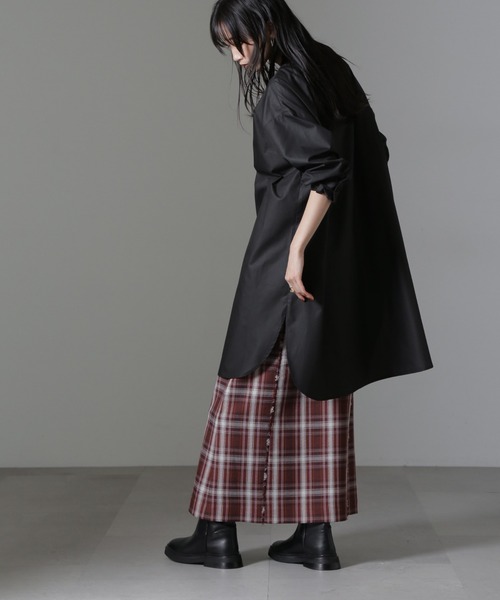 NANO universe（ナノユニバース）の「バンドカラーミディシャツワンピース（ワンピース・レディース・ホワイト/ブラック/ブルー・FREE）」の19枚目の写真