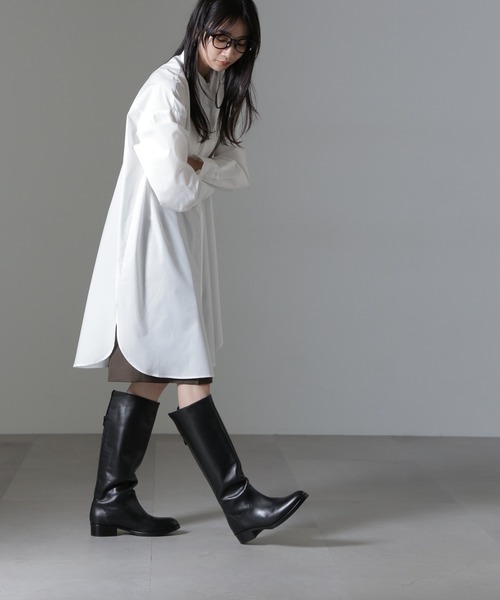 NANO universe（ナノユニバース）の「バンドカラーミディシャツワンピース（ワンピース・レディース・ホワイト/ブラック/ブルー・FREE）」の8枚目の写真