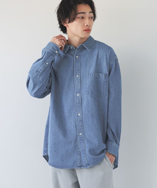 LOWRYS FARM（ローリーズファーム）の「デニムカコウシャツ　 289059（シャツ/ブラウス・メンズ・ブルー/グレー・LARGE/MEDIUM）」の12枚目の写真