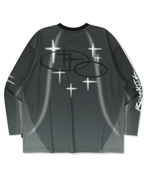 ROMANTIC CROWN(ロマンティッククラウン)の「A'GEM/9 × .kom 『ROMANTIC CROWN/ロマンティック クラウン』NEW ROMANTIC SPORTS JERSEY /ニューロマンティックスポーツジャージ(Tシャツ/カットソー・レディース・ライトブルー/チャコールグレー・L/XL/M)」の4枚目の写真