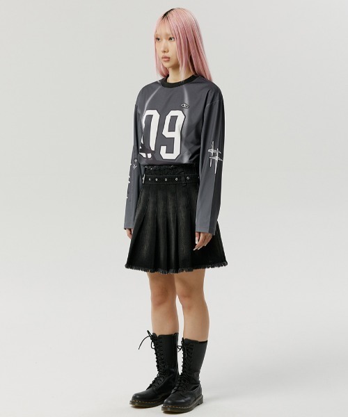 ROMANTIC CROWN(ロマンティッククラウン)の「A'GEM/9 × .kom 『ROMANTIC CROWN/ロマンティック クラウン』NEW ROMANTIC SPORTS JERSEY /ニューロマンティックスポーツジャージ(Tシャツ/カットソー・レディース・ライトブルー/チャコールグレー・L/XL/M)」の15枚目の写真