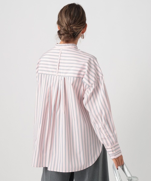 BAYFLOW（ベイフロー）の「バンドカラーストライプシャツ（シャツ/ブラウス・レディース・ピンク/グレー/ライトブルー・FREE）」の12枚目の写真