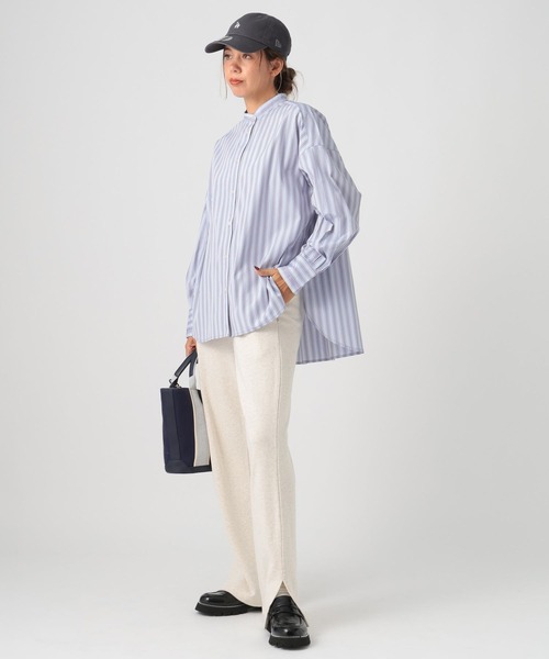 BAYFLOW（ベイフロー）の「バンドカラーストライプシャツ（シャツ/ブラウス・レディース・ピンク/グレー/ライトブルー・FREE）」の13枚目の写真