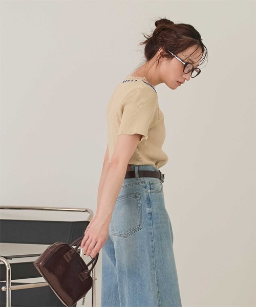 miette(ミエット)の「配色ステッチダメージトップス(ニット/セーター・レディース・ブラック/オフホワイト/ネイビー/ベージュ・FREE)」の17枚目の写真