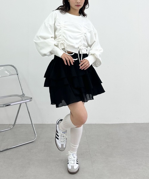 archives（アルシーヴ）の「ラッフルフリルティアードミニスカート（スカート・レディース・オフホワイト/アイボリー/ブラック・MEDIUM）」の9枚目の写真