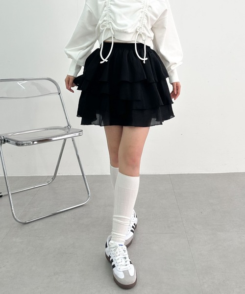 archives（アルシーヴ）の「ラッフルフリルティアードミニスカート（スカート・レディース・オフホワイト/アイボリー/ブラック・MEDIUM）」の5枚目の写真