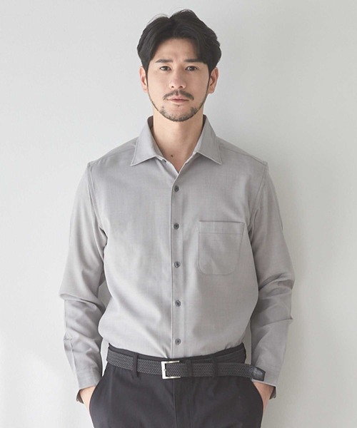 UNION STATION（ユニオンステーション）の「ストレッチカチオンワイドカラーシャツ（シャツ/ブラウス・メンズ・ホワイト/ライトグレー/ベージュ・LL/S/M/L）」の2枚目の写真