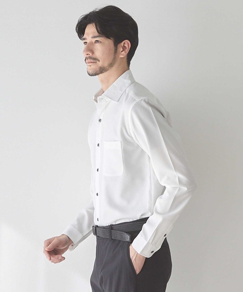 UNION STATION（ユニオンステーション）の「ストレッチカチオンワイドカラーシャツ（シャツ/ブラウス・メンズ・ホワイト/ライトグレー/ベージュ・LL/S/M/L）」の5枚目の写真