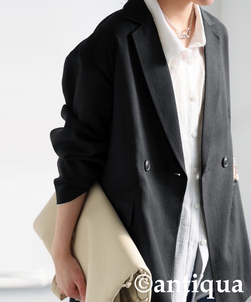 antiqua(アンティカ)の「オーバーサイズ テーラードジャケット(テーラードジャケット・レディース・ブラック/ベージュ/ベージュ系その他・ONESIZE)」の17枚目の写真