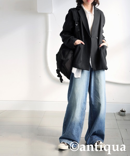 antiqua(アンティカ)の「オーバーサイズ テーラードジャケット(テーラードジャケット・レディース・ブラック/ベージュ/ベージュ系その他・ONESIZE)」の18枚目の写真