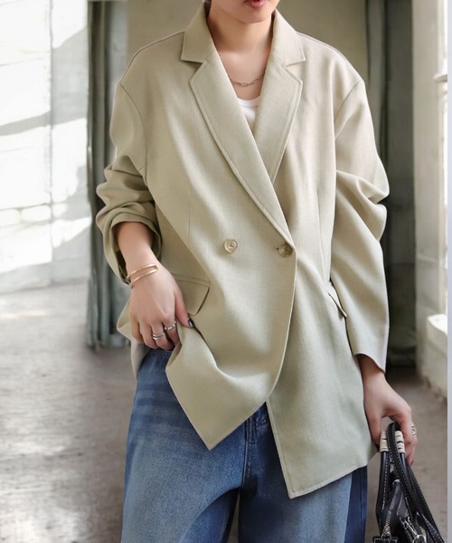 antiqua(アンティカ)の「オーバーサイズ テーラードジャケット(テーラードジャケット・レディース・ブラック/ベージュ/ベージュ系その他・ONESIZE)」の5枚目の写真