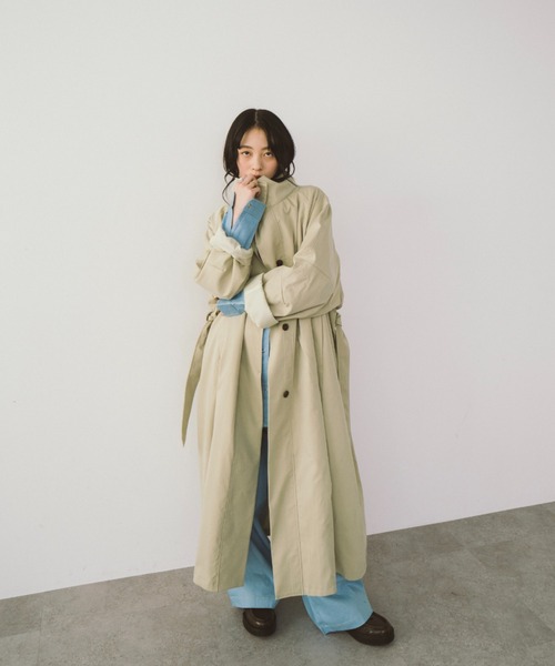 HANNE(アン)の「スタンドカラーロングコート(その他アウター・レディース・ベージュ/ネイビー・FREE)」の9枚目の写真
