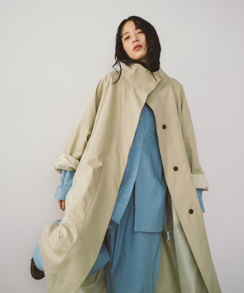 HANNE(アン)の「スタンドカラーロングコート(その他アウター・レディース・ベージュ/ネイビー・FREE)」の10枚目の写真
