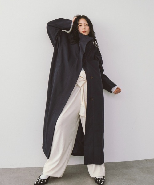 HANNE(アン)の「スタンドカラーロングコート(その他アウター・レディース・ベージュ/ネイビー・FREE)」の14枚目の写真