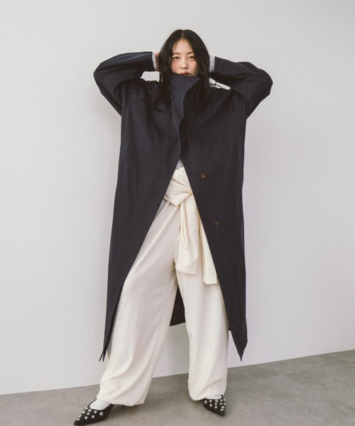 HANNE(アン)の「スタンドカラーロングコート(その他アウター・レディース・ベージュ/ネイビー・FREE)」の17枚目の写真