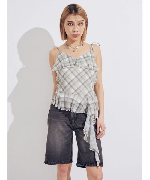 EVRIS（エヴリス）の「バックスラッシュハーフデニムパンツ（デニムパンツ・レディース・インディゴブルー/ブラック・MEDIUM/SMALL）」の13枚目の写真