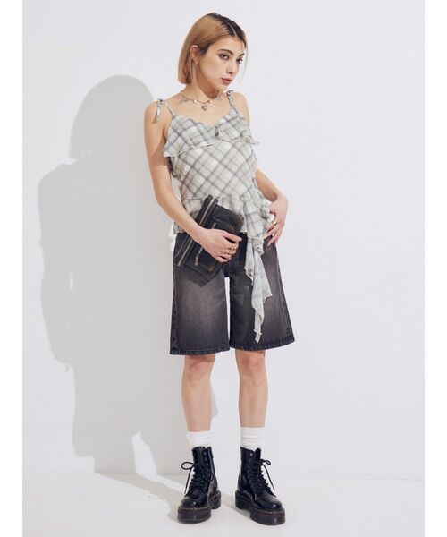 EVRIS（エヴリス）の「バックスラッシュハーフデニムパンツ（デニムパンツ・レディース・インディゴブルー/ブラック・MEDIUM/SMALL）」の14枚目の写真