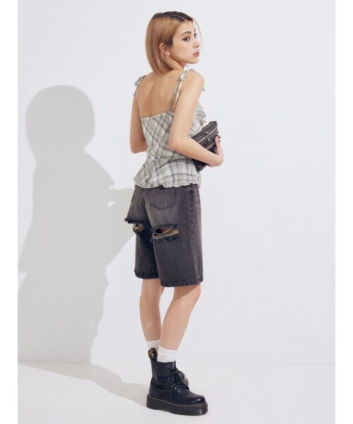 EVRIS（エヴリス）の「バックスラッシュハーフデニムパンツ（デニムパンツ・レディース・インディゴブルー/ブラック・MEDIUM/SMALL）」の15枚目の写真