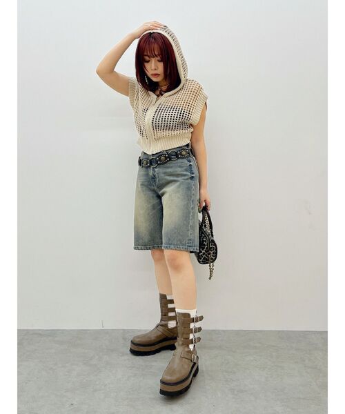 EVRIS（エヴリス）の「バックスラッシュハーフデニムパンツ（デニムパンツ・レディース・インディゴブルー/ブラック・MEDIUM/SMALL）」の12枚目の写真