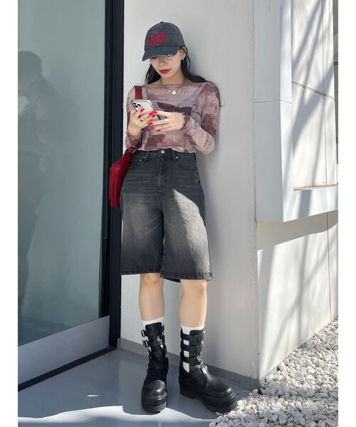 EVRIS（エヴリス）の「バックスラッシュハーフデニムパンツ（デニムパンツ・レディース・インディゴブルー/ブラック・MEDIUM/SMALL）」の22枚目の写真