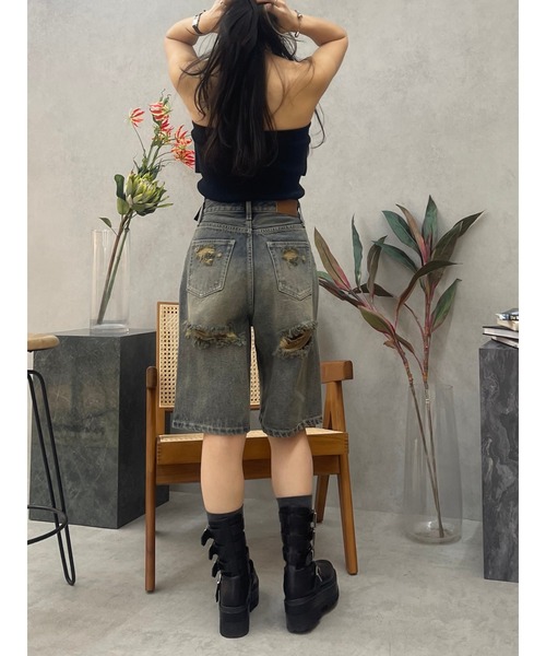 EVRIS（エヴリス）の「バックスラッシュハーフデニムパンツ（デニムパンツ・レディース・インディゴブルー/ブラック・MEDIUM/SMALL）」の8枚目の写真