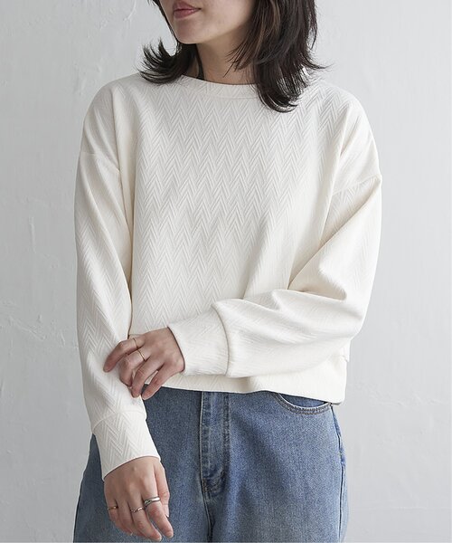 VENCEEXCHANGE(ヴァンスエクスチェンジ)の「フクレジャガードショートプルオーバー(Tシャツ/カットソー・レディース・ネイビー/アイボリー/グレイッシュベージュ・FREE)」の2枚目の写真