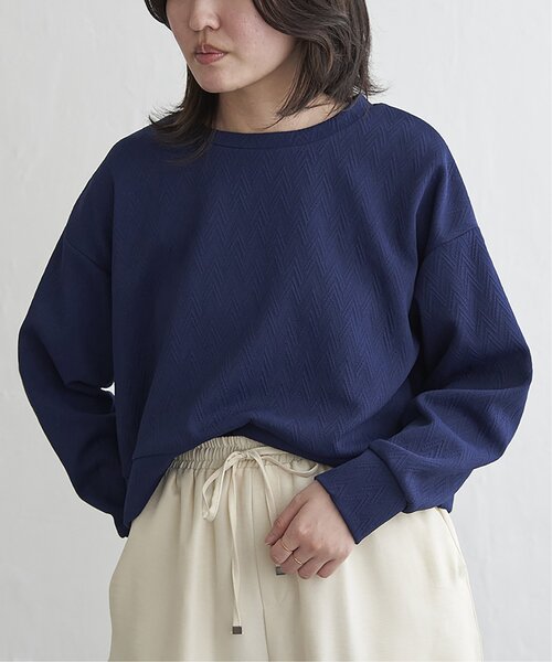 VENCEEXCHANGE(ヴァンスエクスチェンジ)の「フクレジャガードショートプルオーバー(Tシャツ/カットソー・レディース・ネイビー/アイボリー/グレイッシュベージュ・FREE)」の6枚目の写真