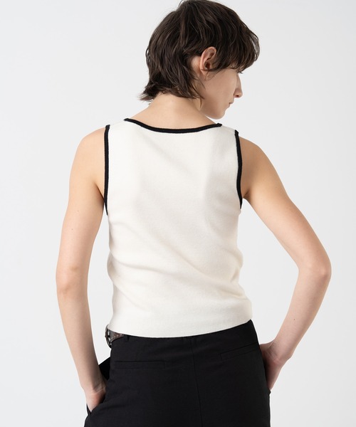ELOOPS(イーループス)の「【ELOOPS】スローガンプリント入り ウールニットショートトップス(Tシャツ/カットソー・レディース・アイボリー/チャコールグレー・FREE)」の6枚目の写真