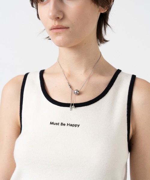 ELOOPS(イーループス)の「【ELOOPS】スローガンプリント入り ウールニットショートトップス(Tシャツ/カットソー・レディース・アイボリー/チャコールグレー・FREE)」の5枚目の写真