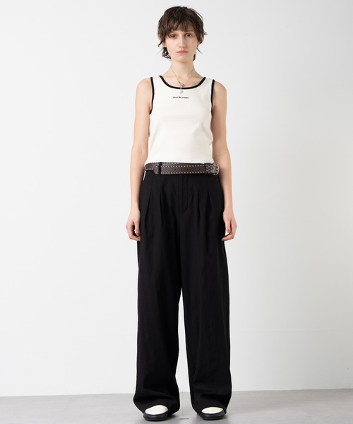 ELOOPS(イーループス)の「【ELOOPS】スローガンプリント入り ウールニットショートトップス(Tシャツ/カットソー・レディース・アイボリー/チャコールグレー・FREE)」の4枚目の写真
