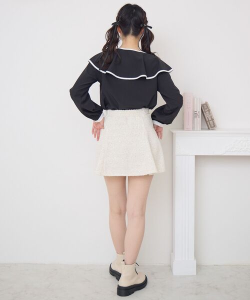 ems excite（エムズエキサイト）の「パイピングフロントリボンBL（シャツ/ブラウス・レディース・ブラック/ナチュラル・FREE）」の18枚目の写真