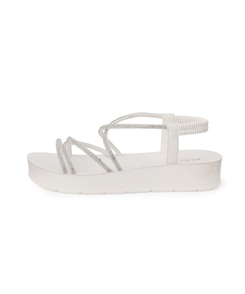 grove(グローブ)の「【新色追加・人間工学】ワンタッチラインストーンストラップ厚底サンダル(サンダル・レディース・ホワイト/ブラック/ブラック×シルバー/ライトベージュ・S/M/L)」の6枚目の写真