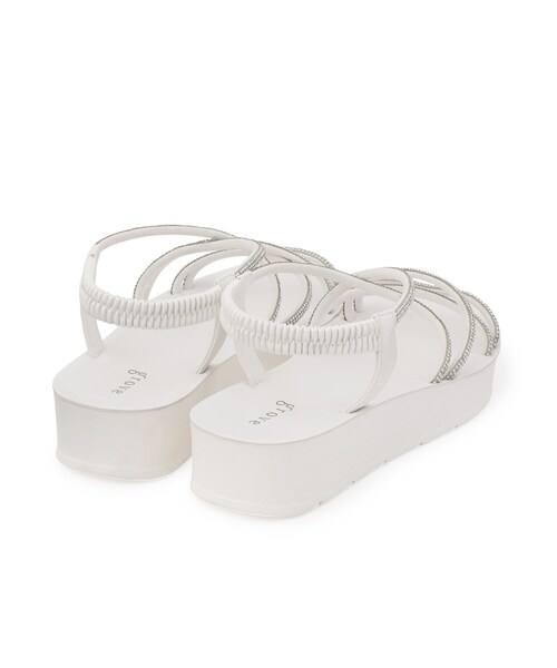 grove(グローブ)の「【新色追加・人間工学】ワンタッチラインストーンストラップ厚底サンダル(サンダル・レディース・ホワイト/ブラック/ブラック×シルバー/ライトベージュ・S/M/L)」の7枚目の写真