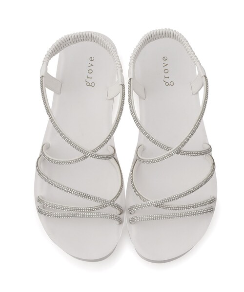 grove(グローブ)の「【新色追加・人間工学】ワンタッチラインストーンストラップ厚底サンダル(サンダル・レディース・ホワイト/ブラック/ブラック×シルバー/ライトベージュ・S/M/L)」の8枚目の写真