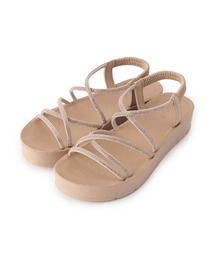 grove | 【新色追加・人間工学】ワンタッチラインストーンストラップ厚底サンダル(サンダル)