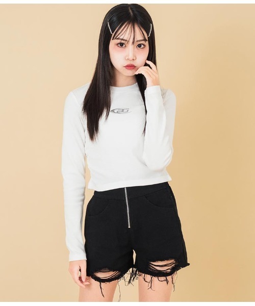 ANAP GｉRL（アナップガール）の「ハイウエストリングジップショートパンツ（その他パンツ・キッズ・ブルー/ライトブルー/ブラック・M/S/XS）」の15枚目の写真