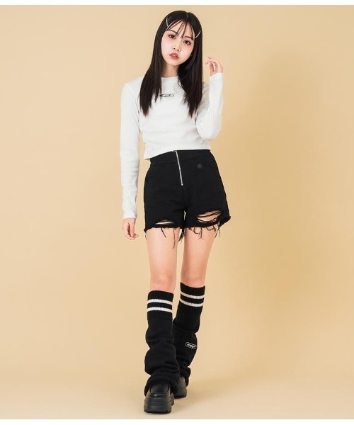 ANAP GｉRL（アナップガール）の「ハイウエストリングジップショートパンツ（その他パンツ・キッズ・ブルー/ライトブルー/ブラック・M/S/XS）」の8枚目の写真