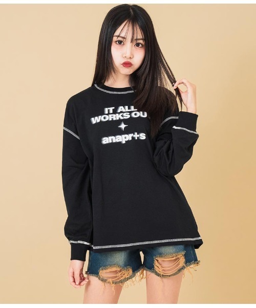 ANAP GｉRL（アナップガール）の「ハイウエストリングジップショートパンツ（その他パンツ・キッズ・ブルー/ライトブルー/ブラック・M/S/XS）」の10枚目の写真