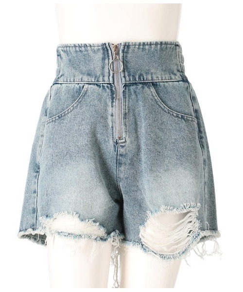 ANAP GｉRL（アナップガール）の「ハイウエストリングジップショートパンツ（その他パンツ・キッズ・ブルー/ライトブルー/ブラック・M/S/XS）」の22枚目の写真