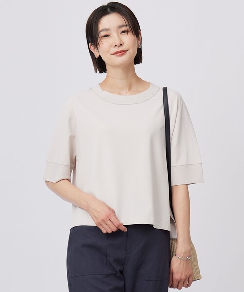 J.PRESS(ジェイプレス)の「【洗える】RAYON ELITE STRETCH ニットT(ニット/セーター・レディース・ライトグリーン系/ネイビー系/ベージュ系/サックスブルー系/ピンク系・MEDIUM/LARGE)」の2枚目の写真