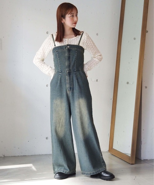 She's Closet サロペット オーバーオール フロントジップタック