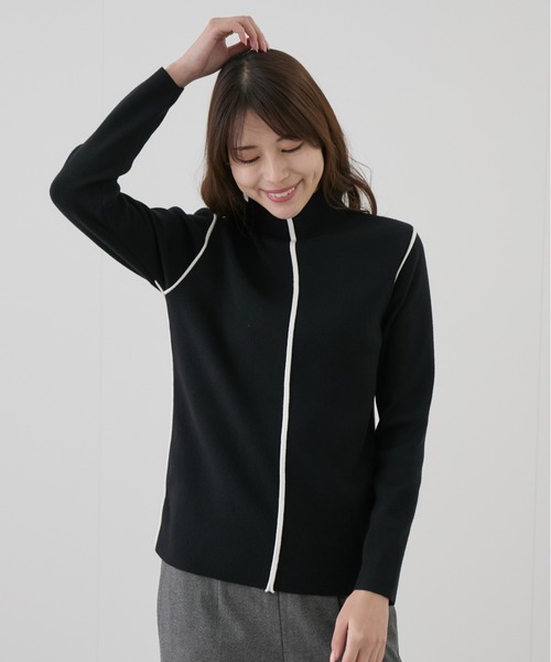 ジャイロ JAYRO ハイネック配色パイピングニット （ブラック） セール】ハイネック配色パイピングニット（Tシャツ/カットソー