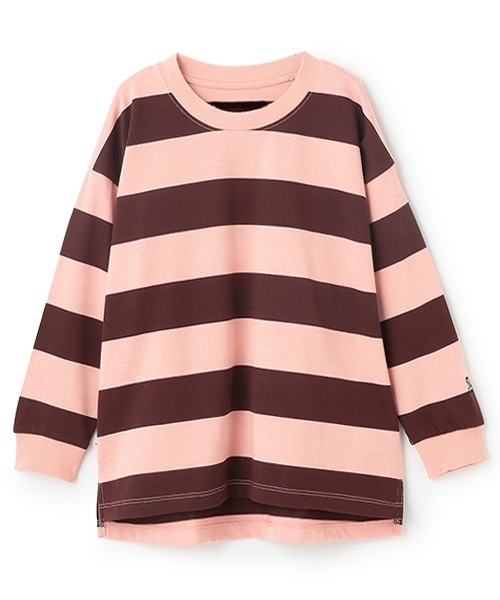 and D. petit main（アンドディープティマイン）の「【365D.】ボーダー袖リブワイドロンT（Tシャツ/カットソー・キッズ・ブルー/ブラック/スモークピンク/グリーン/イエロー/ネイビー・150cm/90cm/110cm/130cm/100cm/120cm/140cm）」の16枚目の写真