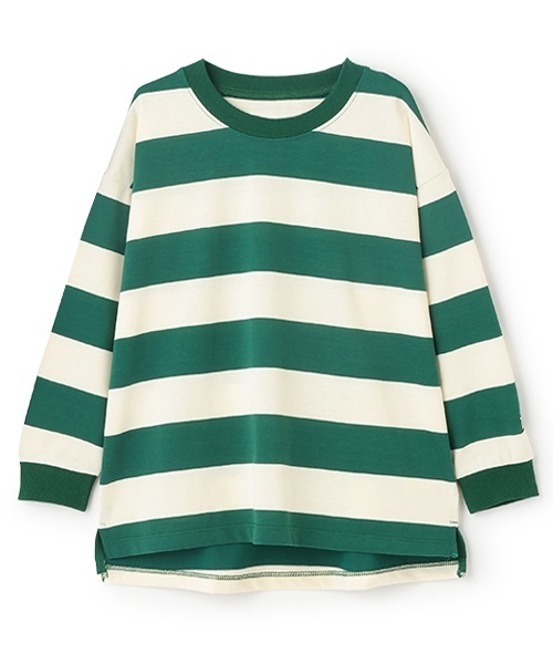 and D. petit main（アンドディープティマイン）の「【365D.】ボーダー袖リブワイドロンT（Tシャツ/カットソー・キッズ・ブルー/ブラック/スモークピンク/グリーン/イエロー/ネイビー・150cm/90cm/110cm/130cm/100cm/120cm/140cm）」の17枚目の写真