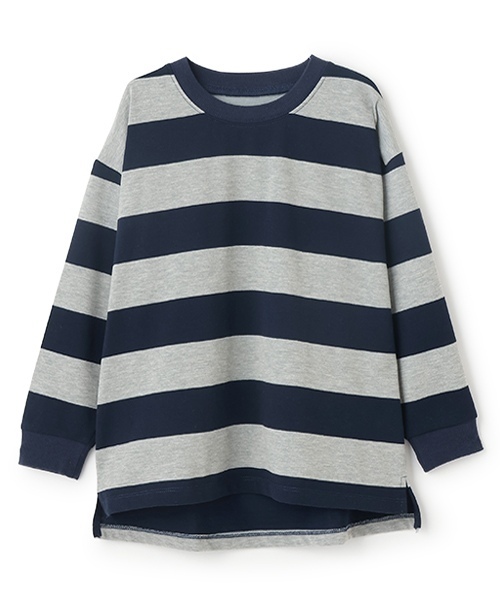 and D. petit main（アンドディープティマイン）の「【365D.】ボーダー袖リブワイドロンT（Tシャツ/カットソー・キッズ・ブルー/ブラック/スモークピンク/グリーン/イエロー/ネイビー・150cm/90cm/110cm/130cm/100cm/120cm/140cm）」の18枚目の写真