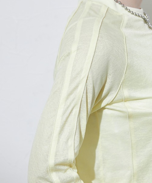 TTOL（トール）の「パイピングデザインシアートップス＜大きいサイズ有＞（Tシャツ/カットソー・レディース・イエロー/ブルー・M～Ｌ/L～LL/LL～3L）」の19枚目の写真